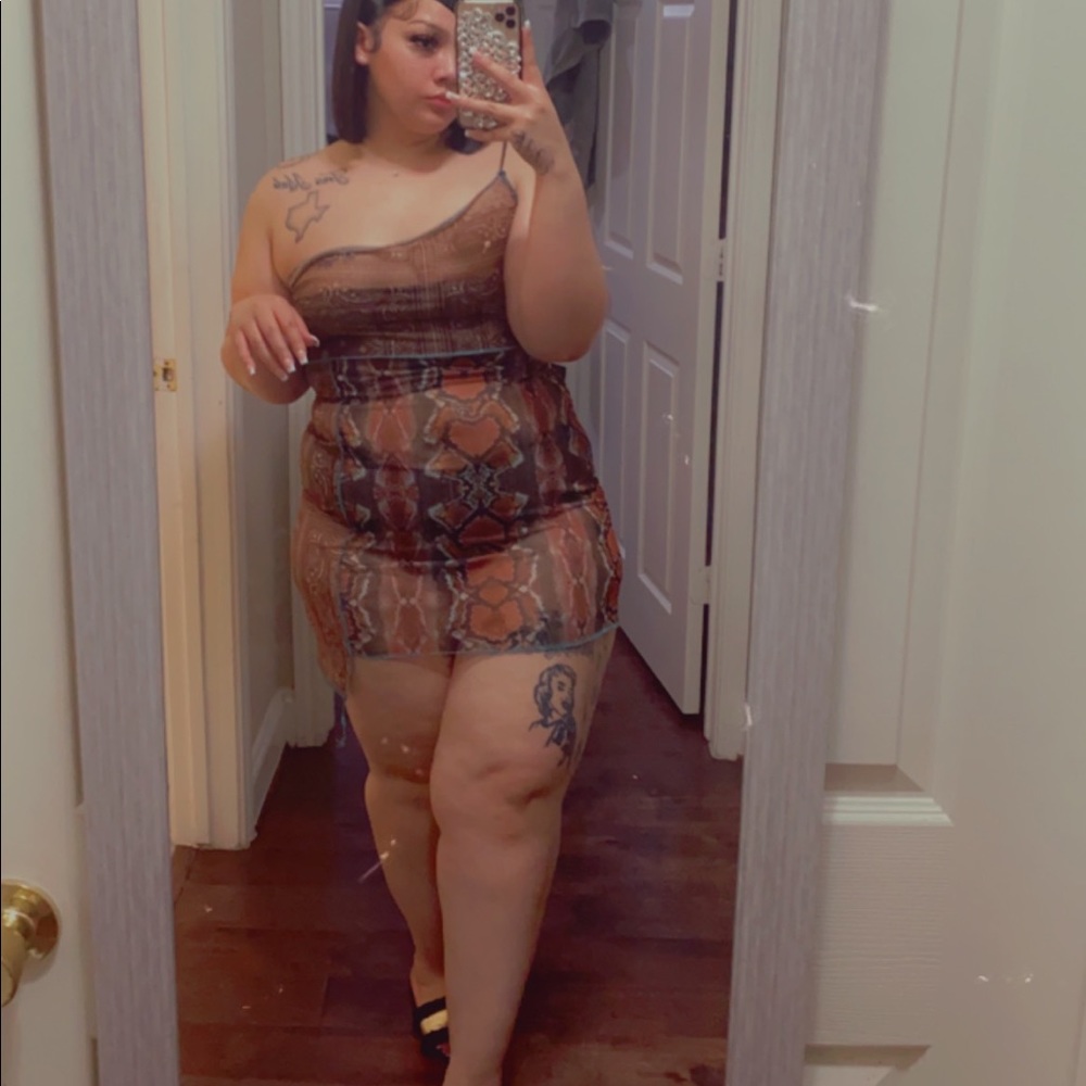 Brown Snake Mesh Dresss - Picture 4 of 5